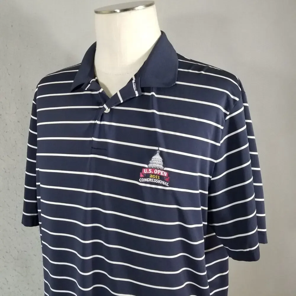 RLX Ralph Lauren Golf Polo Shirt‎ Mens XL Blue US Open Dri Fit Stretch